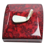 Hand Carved Hole-In-One 4-Iron from Untreated Natural Jadeite Jade w/Sterling Silver and Diamond - Box and GEM ID Report