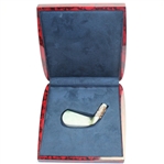Hand Carved 'Hole-In-One' 4-Iron from Untreated Natural Jadeite Jade w/Sterling Silver and Diamond - Box and GEM ID Report