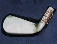 Hand Carved 'Hole-In-One' 4-Iron from Untreated Natural Jadeite Jade w/Sterling Silver and Diamond - Box and GEM ID Report