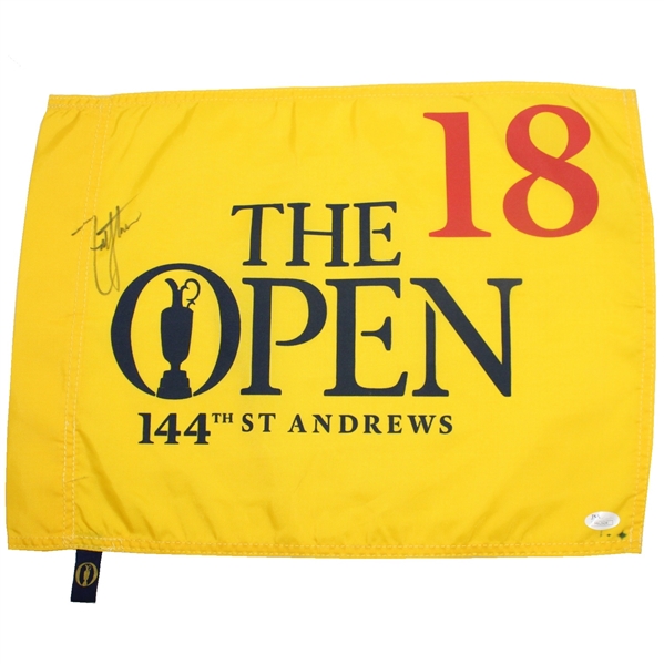 Zach Johnson Signed 2014 OPEN Championship @ St. Andrews Flag JSA #M62604