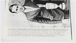 1970 AP Wire Photo with Bobby Jones Commemorating Grand Slam Trophies