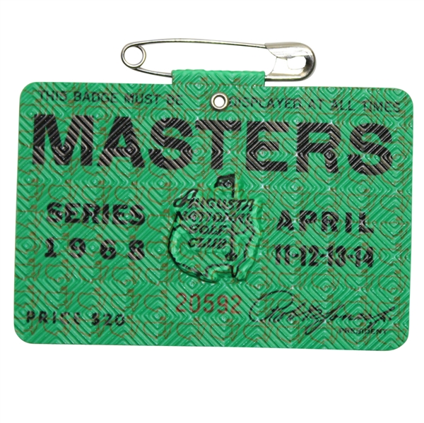 1968 Masters Tournament Badge - #20592 - Bob Goalby Winner