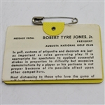 1969 Masters Tournament Badge #21280 - George Archer Winner