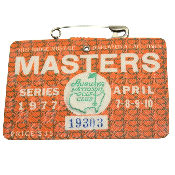 1977 Masters Tournament Badge #19303 - Tom Watson 1st Masters Victory
