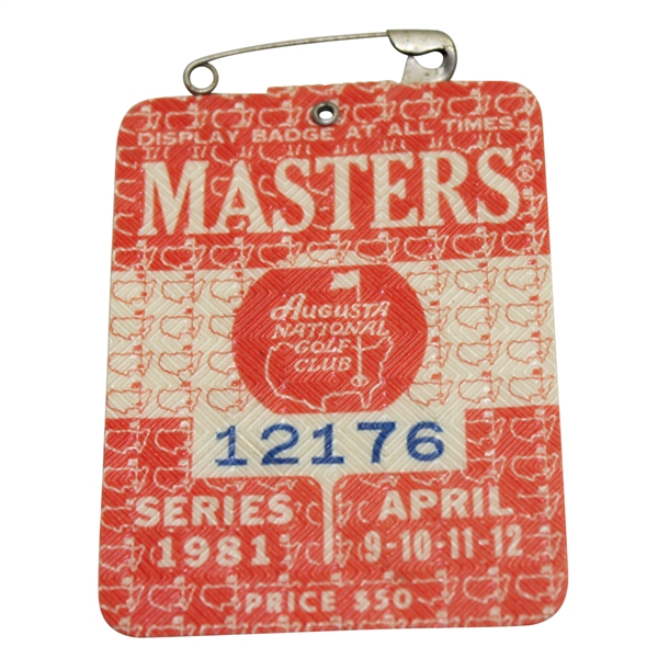 1981 Masters Badge #12176 - Tom Watson 2nd Masters Victory