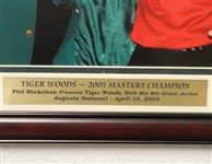 Tiger Woods Receives 4th Masters Green Jacket from Phil Photo - Framed