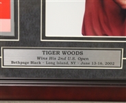 Tiger Woods 2002 US Open at Bethpage Black Photo with Ticket - Framed