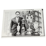 1970 AP Wire Photo with Bobby Jones Commemorating Grand Slam Trophies