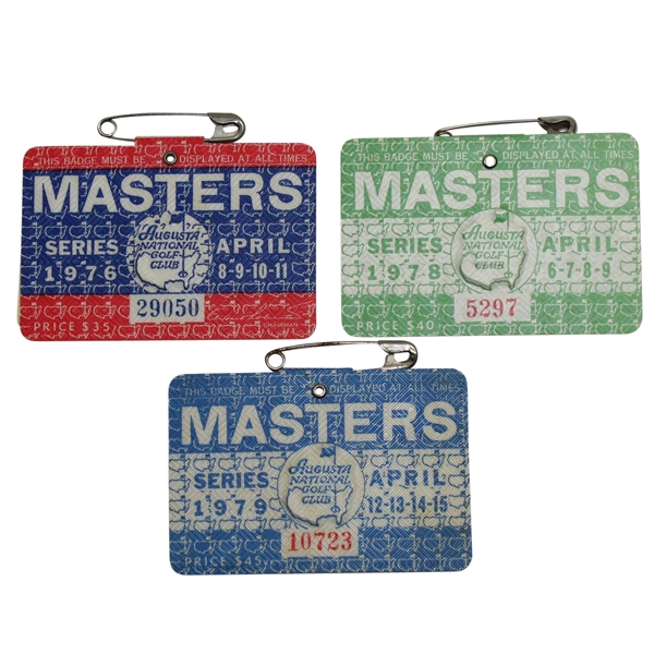 Lot of Three Masters Badges - 1976, 1978, & 1979