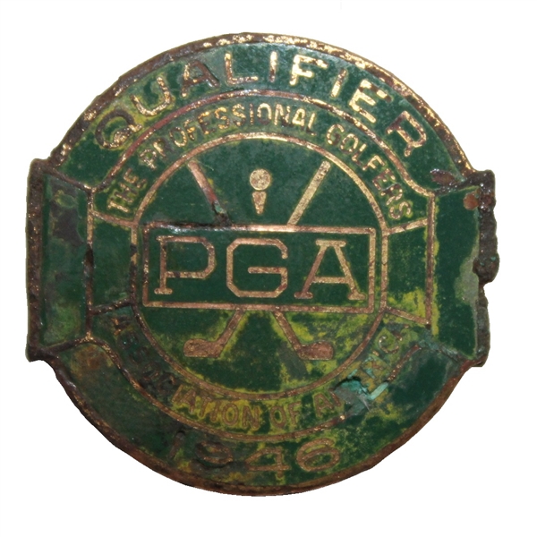 1946 PGA Championship at Portland GC Contestant Badge - Ben Hogans 1st Major Win