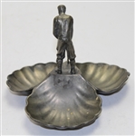 Three Scallop Design Tray with Figural Putting Golfer in Center