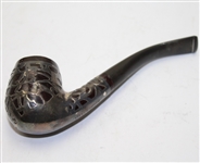  Ornate Carved Wooden Golf Mount with Three  Pipes & Sterling Notation On Golf Pipes