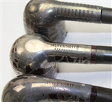  Ornate Carved Wooden Golf Mount with Three  Pipes & Sterling Notation On Golf Pipes