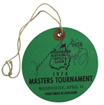 1974 Masters Tournament Wednesday Ticket - #9856 Signed by Tennessee Ernie Ford JSA ALOA