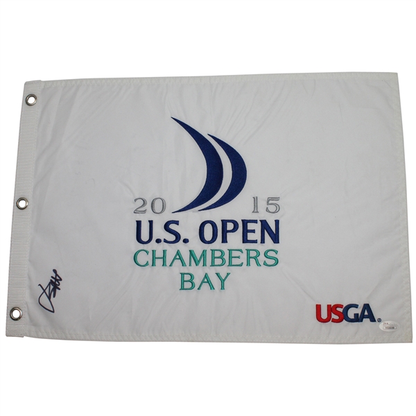 Jordan Spieth Signed 2015 US Open at Chambers Bay Embroidered Flag JSA #Y93039