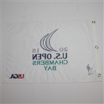 Jordan Spieth Signed 2015 US Open at Chambers Bay Embroidered Flag JSA #Y93039