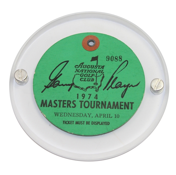 Gary Player Signed 1974 Masters Tournament Wednesday Ticket (Par 3) JSA ALOA