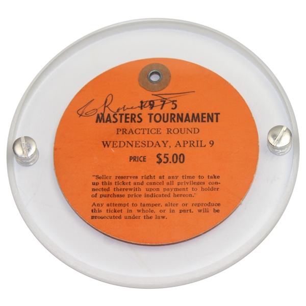 Clifford Roberts (Co-Founder The National) Signed 1975 Masters Tournament Wednesday Ticket (Par 3) 