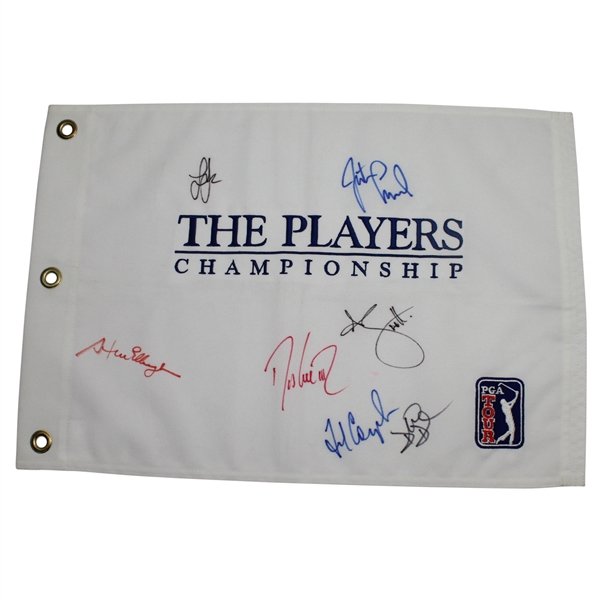 Multi-Signed W/ 7 Champs of The Players Championship Embroidered Flag JSA ALOA
