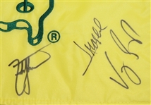Multi-Signed Undated Masters Embroidered Flag W/4 Past Champs JSA ALOA