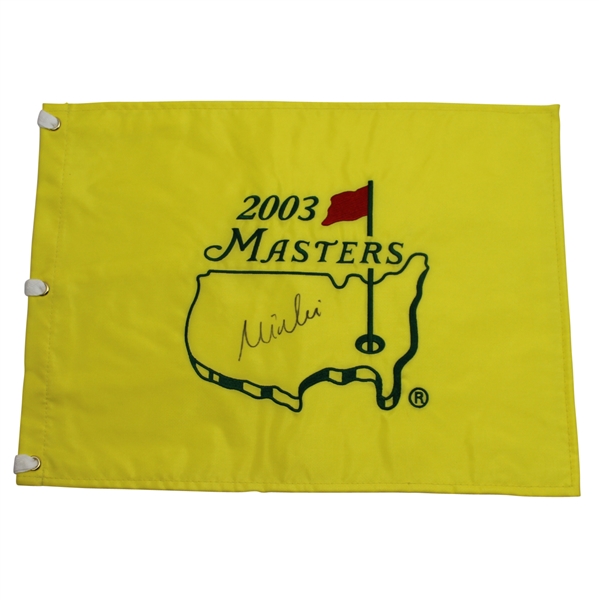 Champion Mike Weir Signed 2003 Masters Embroidered Flag JSA ALOA