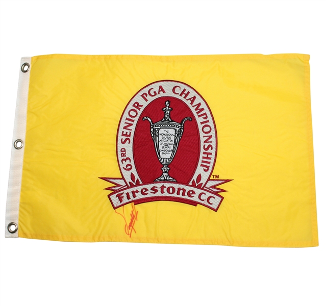 Fuzzy Zoeller Signed 2002 Senior PGA Championship at Firestone Flag JSA ALOA