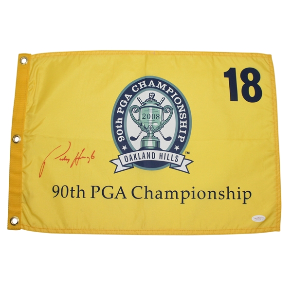Padraig Harrington Signed 2008 PGA Championship at Oakland Hills Flag JSA #X17110