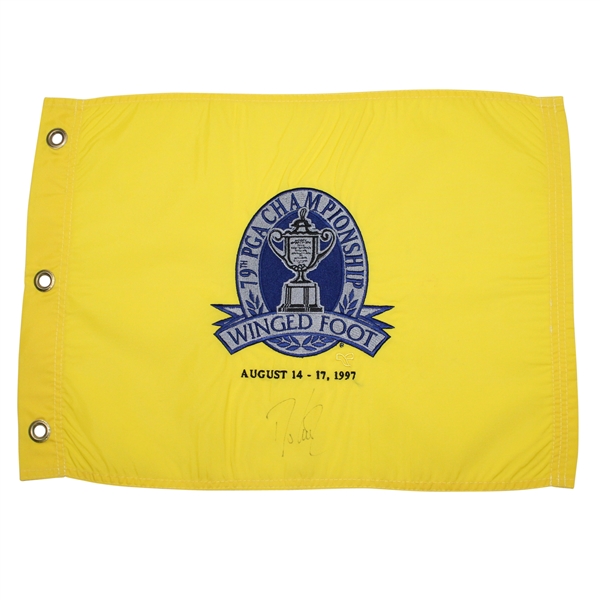 Davis Love III Signed 1997 PGA Championship at Winged Foot Embroidered Flag JSA ALOA