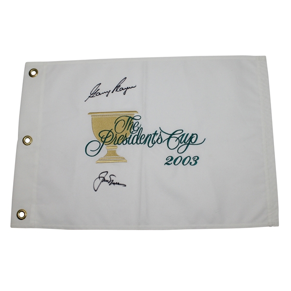 Jack Nicklaus & Gary Player Signed 2003 The Presidents Cup Embroidered Flag PSA/DNA #W08992