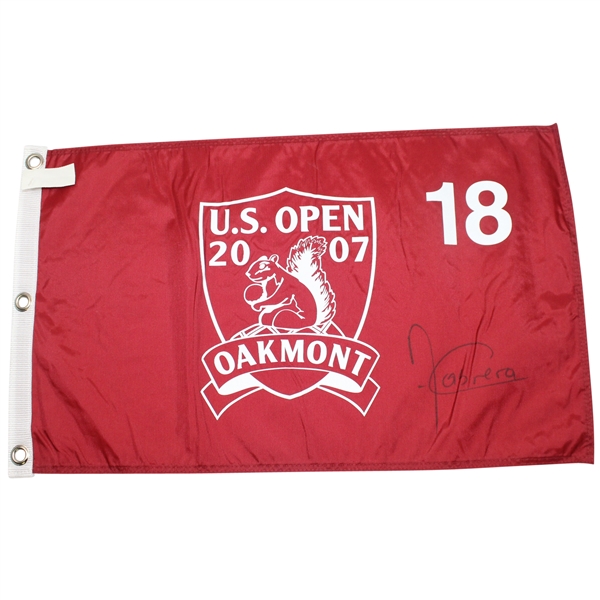 Angel Cabrera Signed 2007 US Open at Oakmont Red Screen Flag JSA ALOA