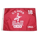 Lucas Glover Signed 2009 US Open at Bethpage Black Red Screen Flag JSA ALOA