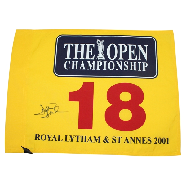 David Duval Signed 2001 Open Championship at Royal Lytham &  St Annes Flag JSA ALOA
