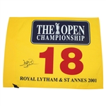 David Duval Signed 2001 Open Championship at Royal Lytham &  St Annes Flag JSA ALOA