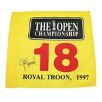 Justin Leonard Signed 1997 Open Championship at Royal Troon Flag JSA ALOA