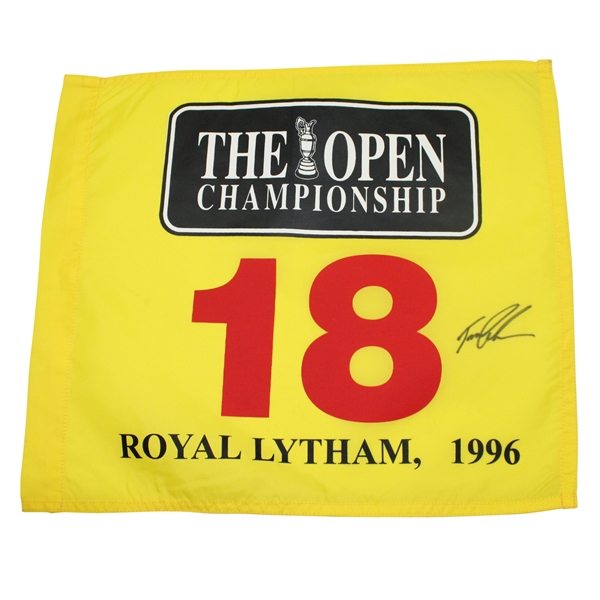 Tom Lehman Signed 1996 Open Championhisp at Royal Lytham Flag JSA ALOA