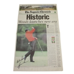 Tiger Woods Signed April 14, 1997 Augusta Chronicle Newspaper JSA ALOA