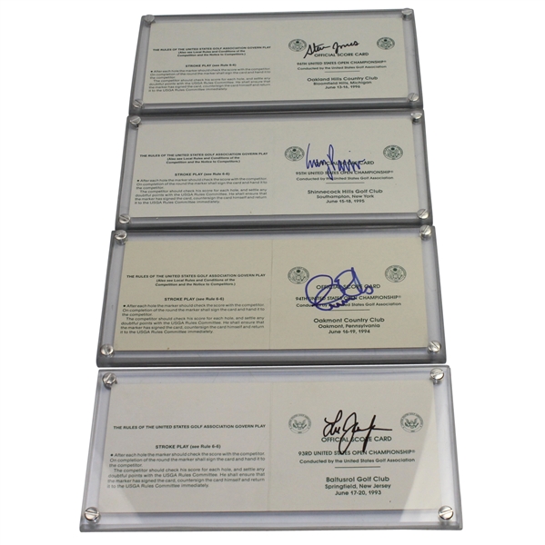 Janzen, Els, Pavin, & Jones Signed Official US Open Scorecards from Winning Years JSA ALOA