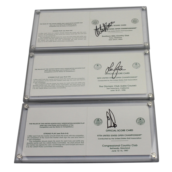 Els, Janzen, & Goosen Signed Official US Open Scorecards from Winning Years JSA ALOA