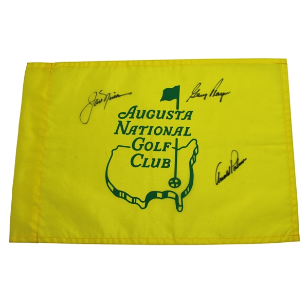 The Big Three Signed Augsta National GC Unofficial Screen Flag PSA/DNA #W08993