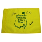 The Big Three Signed Augsta National GC Unofficial Screen Flag PSA/DNA #W08993