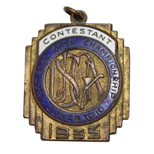 1933 US Open at North Shore CC Contestants Badge - Johnny Goodman Winner