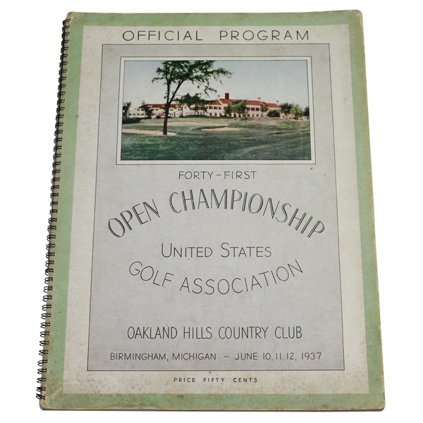 1937 US Open at Oakland Hills Official Program - Ralph Guldahl Winner