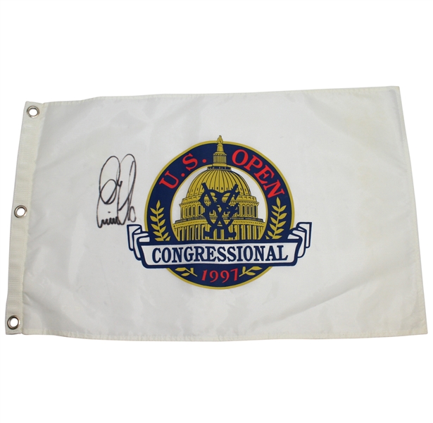 Winner Ernie Els Signed 1997 US Open Championship at Congressional Flag - White JSA ALOA
