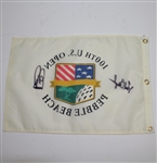 Ernie Els & Fred Couples Signed 2000 US Open at Pebble Beach Flag JSA ALOA