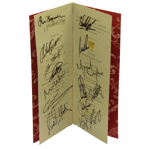 2000 Presidents Cup Gala Dinner Menu Signed by Both Complete Teams JSA ALOA