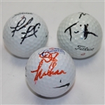 Lot of Three Dual Signed Golf Balls Clark/Herron, Funk/Waldorf, & Micheel/Trahan JSA ALOA