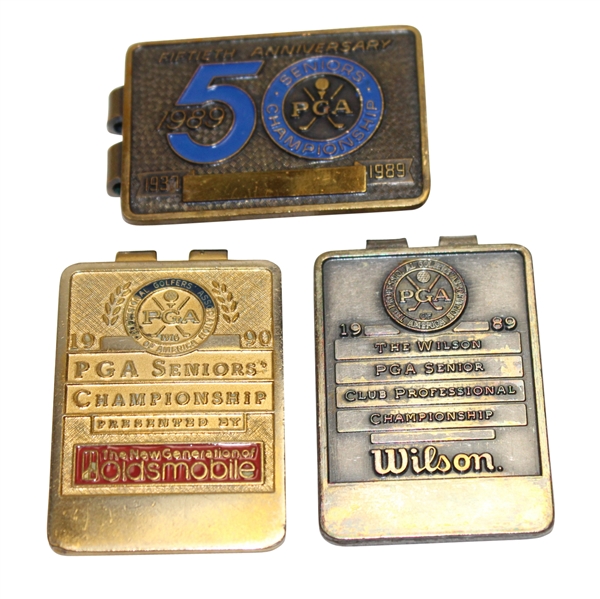 1989 & 1990 PGA Senior Championship Money Clip Plus 50th Anniversary Senior Money Clip
