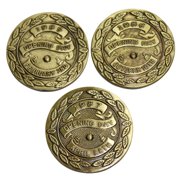 Lot of Three TPC Opening Day Dedication Medals - 1985, 1986, & 1987