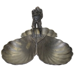 Three Scallop Design Tray with Figural Putting Golfer in Center