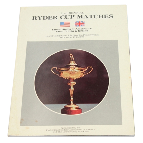 1975 Ryder Cup Matches at Laurel Valley GC Program - USA 21-11